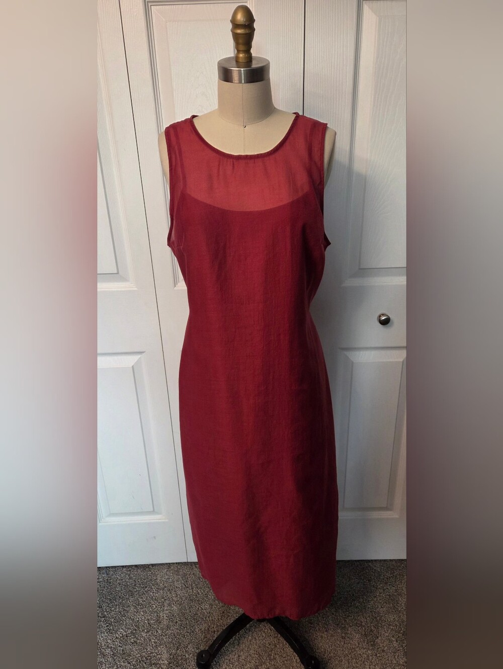 Burgundy Sleeveless Belted Maxi Dress, Size Medium, New W/Tags